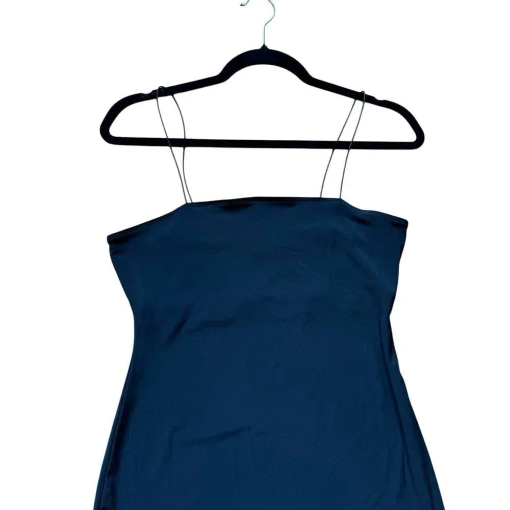 Nordstrom Open Edit Black Sleeveless Slinky Spaghetti Strap Stretchy Mini Dress